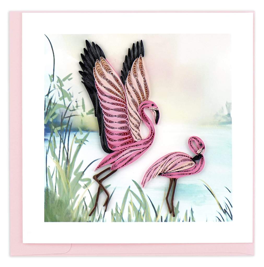 Quilling Card - Flamingos Greeting Card