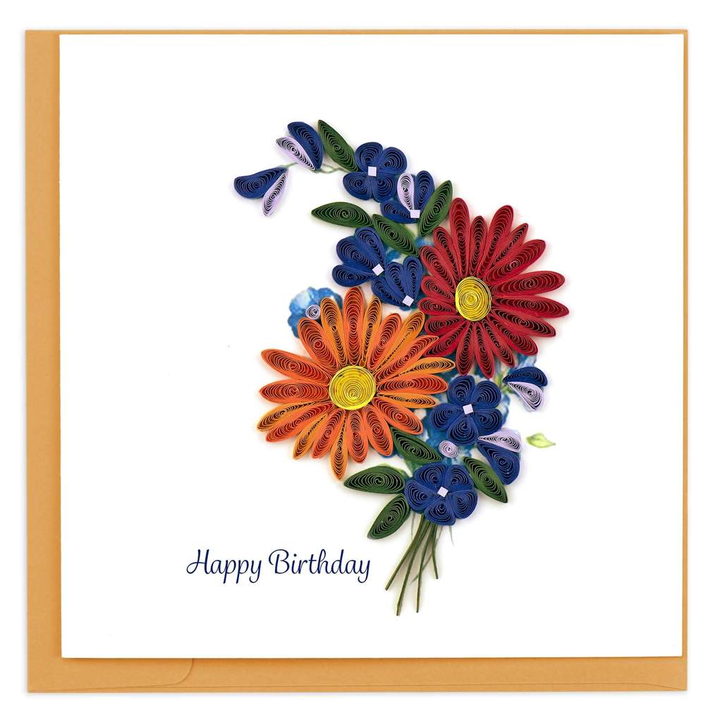 Quilling Card - Happy Birthday Wild Flowers