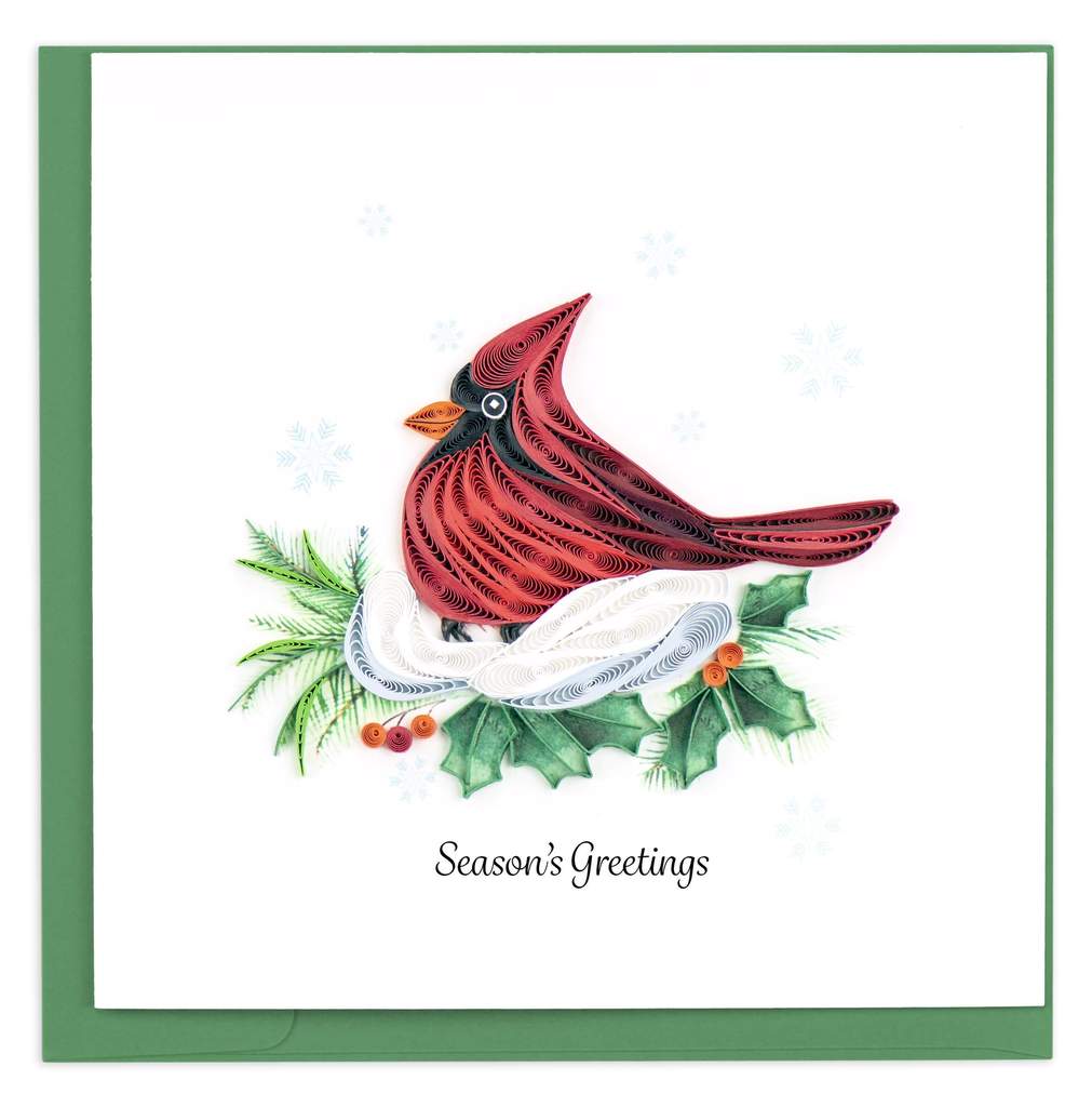 Quilling Card - Snowy Cardinal