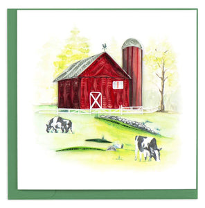 Quilling Card - Red Barn Greeting Card