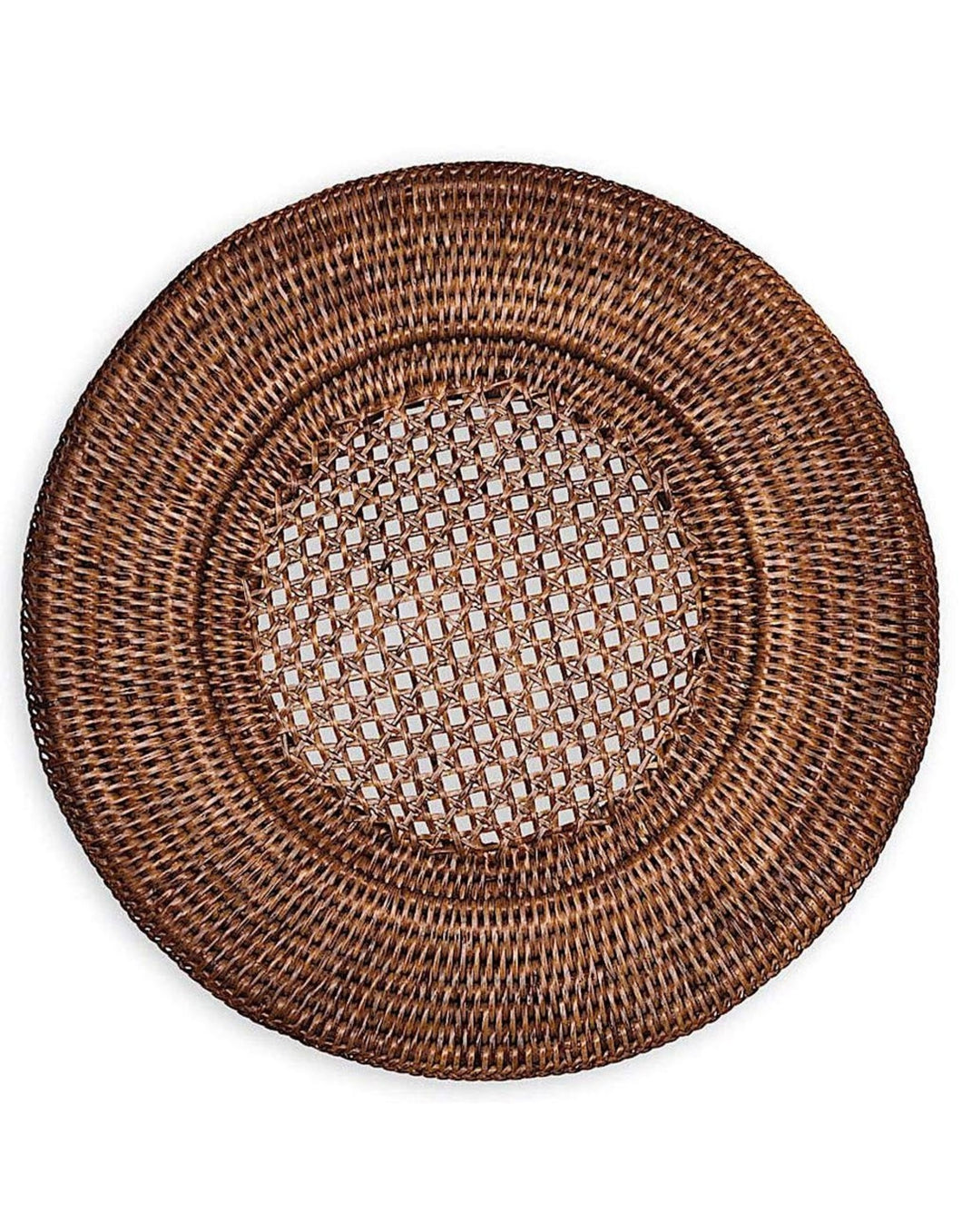 Rattan Round Plate Charger in Dark Natural