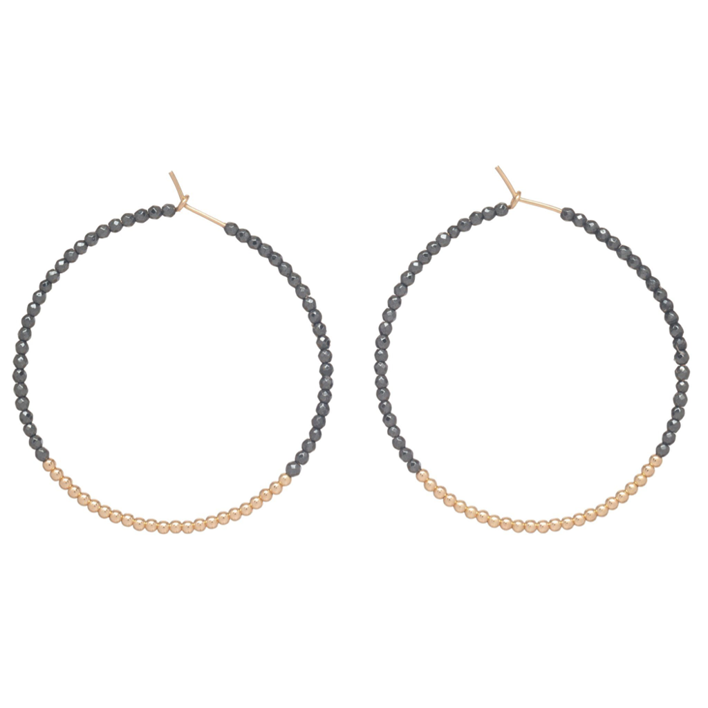 enewton Faceted Hematite Bliss 1.75" Hoop - Gold