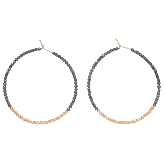 enewton Faceted Hematite Bliss 1.75" Hoop - Gold