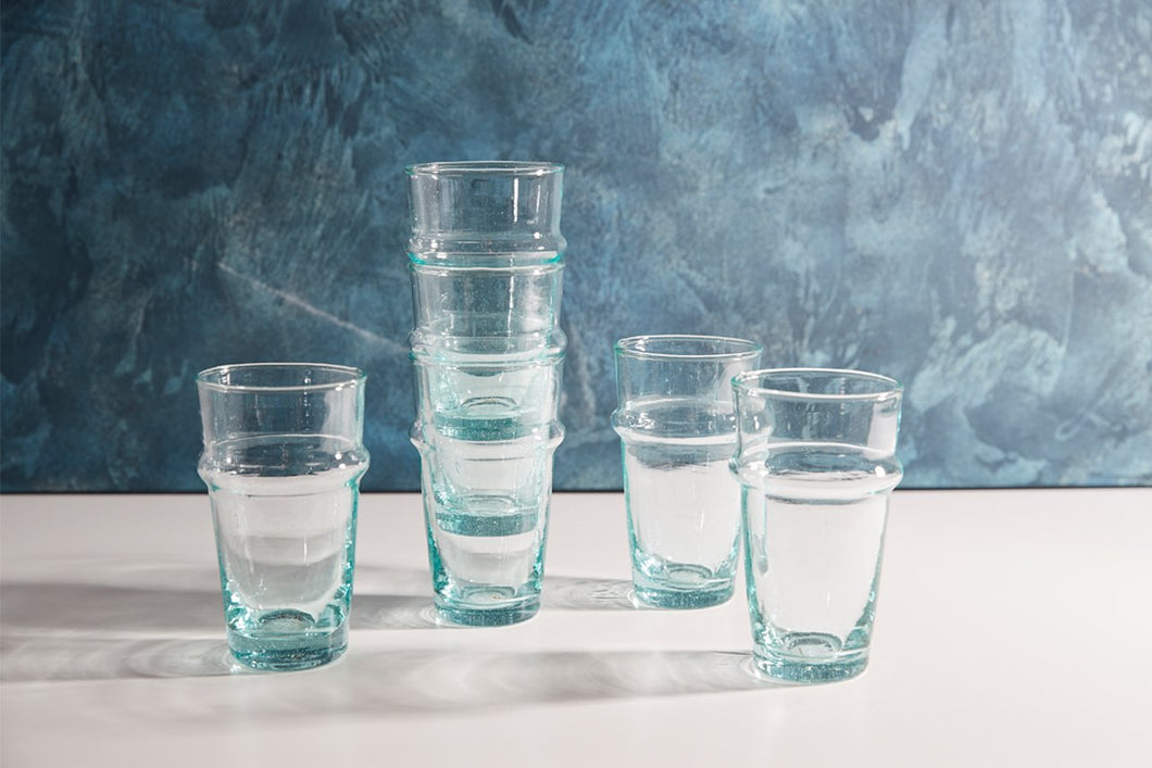 Moroccan Beldi Glassware - Clear - Set of 6
