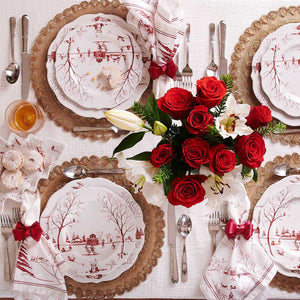 Juliska Country Estate Winter Frolic "The Claus' Christmas Day" Ruby Dessert/Salad Plate