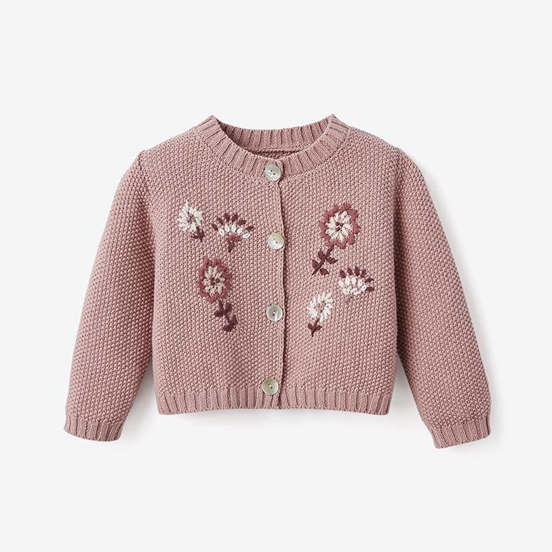 Elegant Baby 12 Month Floral Textured Knit Baby Cardigan