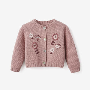 Elegant Baby 6 Month Floral Textured Knit Baby Cardigan
