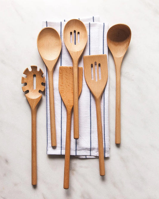 Farmhouse Pottery Essential Kitchen Utensil Set of 6 Beech