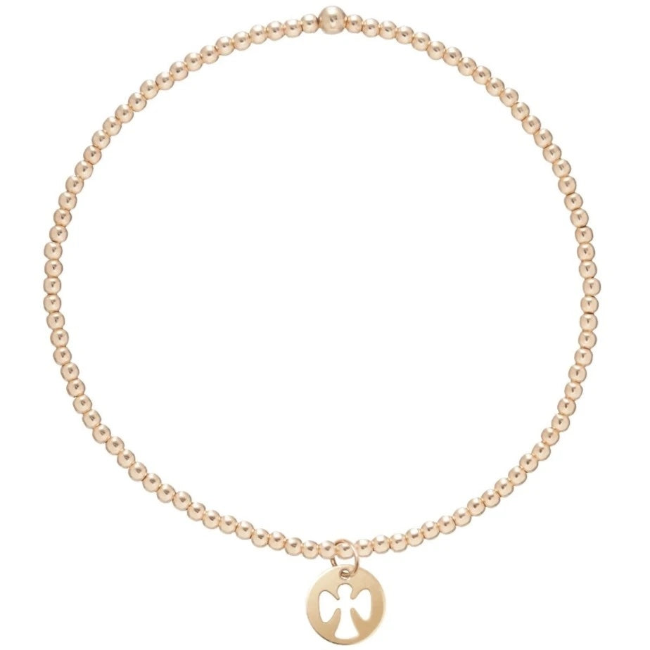 enewton Classic Gold 3mm Bead Bracelet Guardian Angel Small Charm