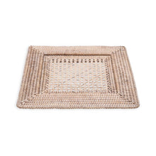 Load image into Gallery viewer, Rattan Square Plate Charger in White Natural