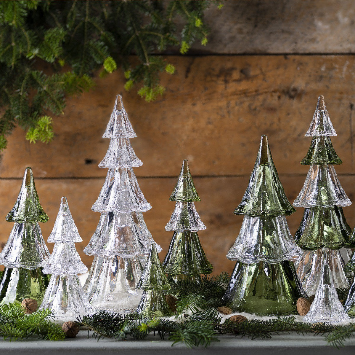 Juliska Berry & Thread 9" Stackable Glass Tree 3pc in Evergreen