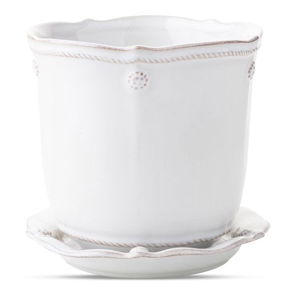 Berry & Thread Whitewash  5.25" Planter & Saucer - Juliska
