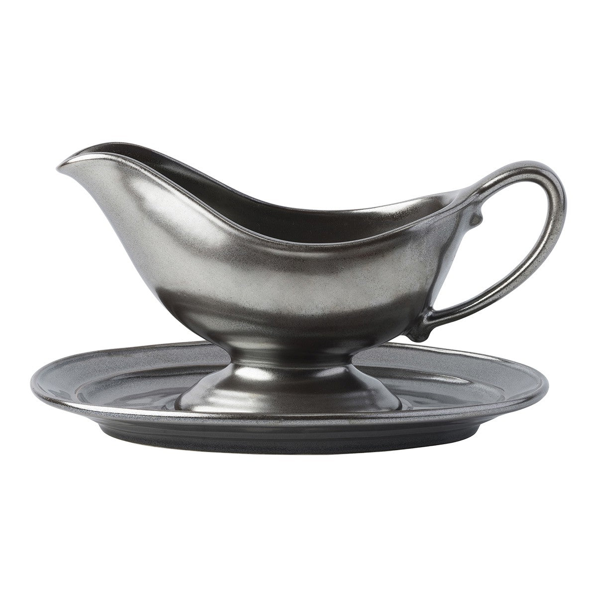 Pewter Stoneware Sauce Boat and Stand - Juliska