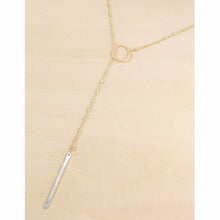 Load image into Gallery viewer, Stem Lariat - silver bar on 24&quot; gold chain