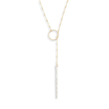 Load image into Gallery viewer, Stem Lariat - silver bar on 24&quot; gold chain