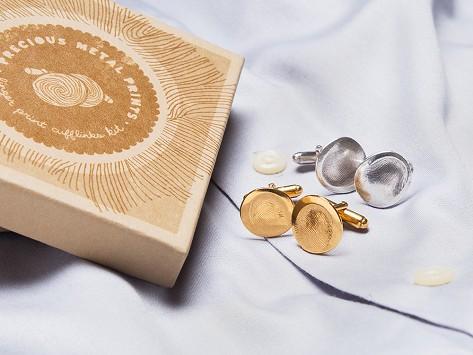 Custom Silver Fingerprint Cufflink Kit