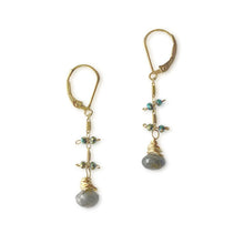 Load image into Gallery viewer, lily earrings gold and labradorite