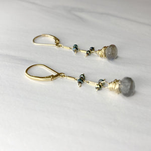 lily earrings gold and labradorite