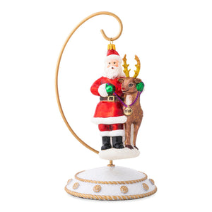 Juliska Country Estate Reindeer Games Santa and Rudolph Glass Ornament