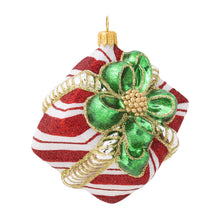Load image into Gallery viewer, Juliska Berry &amp; Thread Red &amp; White Stripe Present Glass Ornament