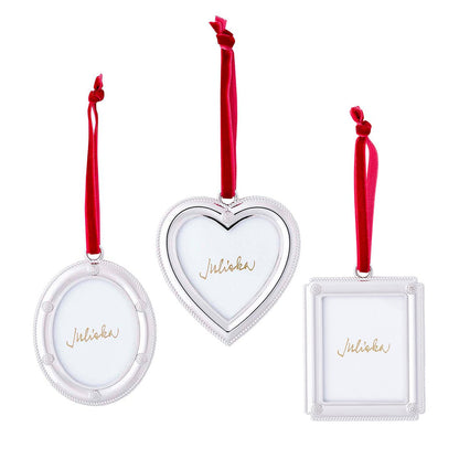 Berry & Thread Silver Metal Frame Ornaments, Set of 3 - Juliska