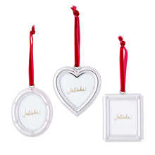 Load image into Gallery viewer, Juliska Berry &amp; Thread Silver Metal Frame Ornaments Set/3