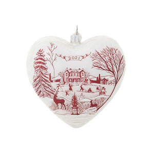 Juliska Country Estate Winter Frolic Heart 2021 Glass Ornament