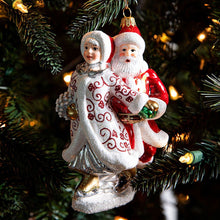 Load image into Gallery viewer, Winter Frolic Mr. &amp; Mrs. Claus Glass Ornament - Juliska
