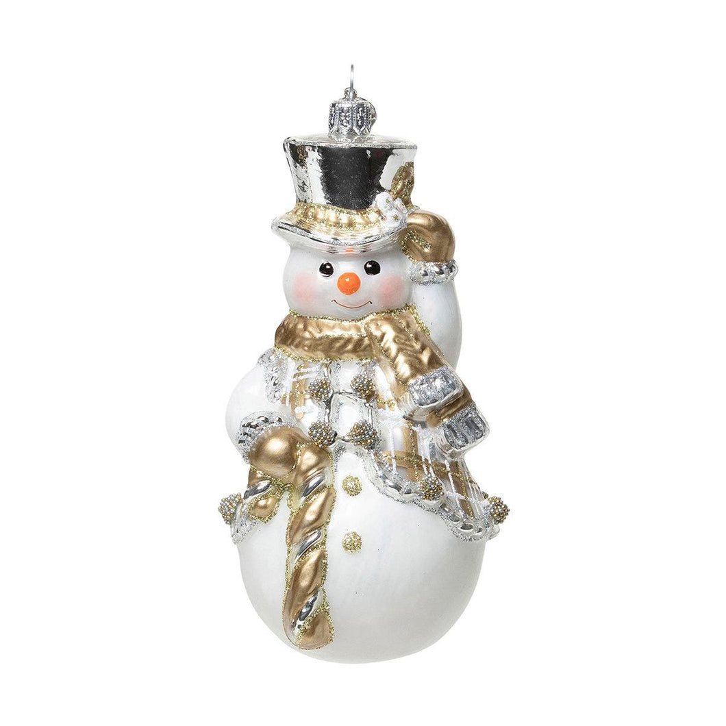 Berry & Thread Tartan Snowman Gold/Silver Ornament - Juliska