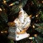 Berry & Thread Gold & Silver Santa in Sleigh Glass Ornament, 2021 (Limited Edition) - Juliska