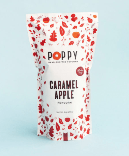 Caramel Apple Poppy Market Bag Handcrafted Popcorn