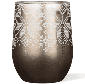 Corkcicle Fairisle Gold  Stemless Wine 12 oz.