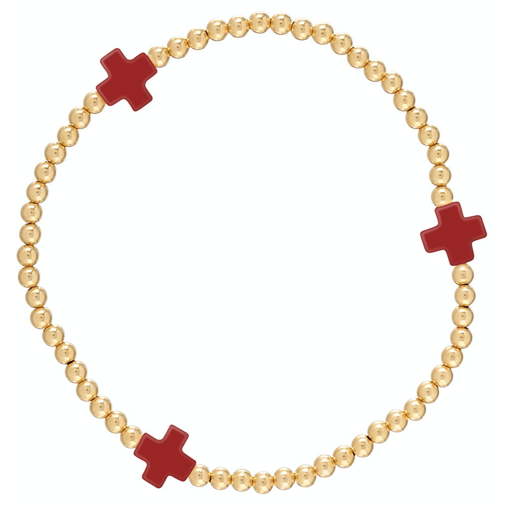 enewton Signature Cross Bracelet Gold - Red
