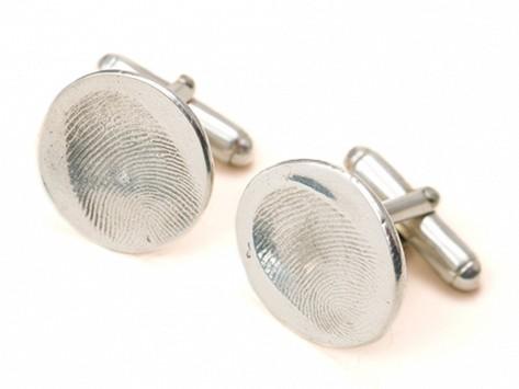 Custom Silver Fingerprint Cufflink Kit