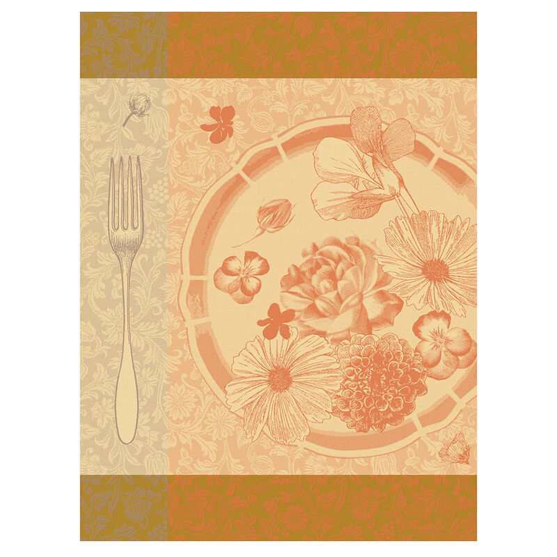 Le Jacquard Francais Fleurs A Croquer Orange Tea Towel
