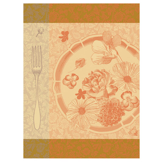 Le Jacquard Francais Fleurs A Croquer Orange Tea Towel