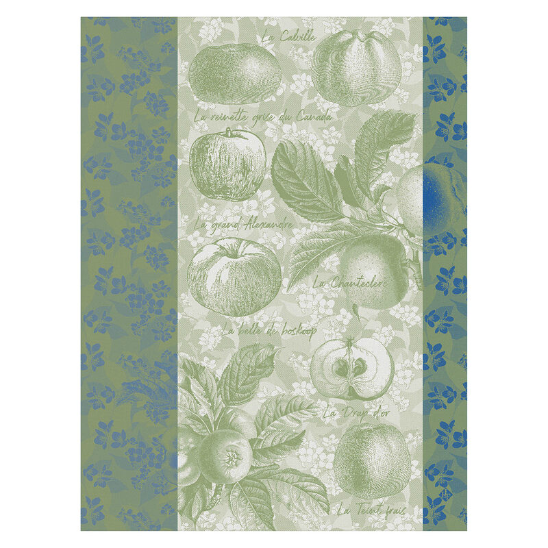 Le Jacquard Francais Pommes A Croquer Green Tea Towel