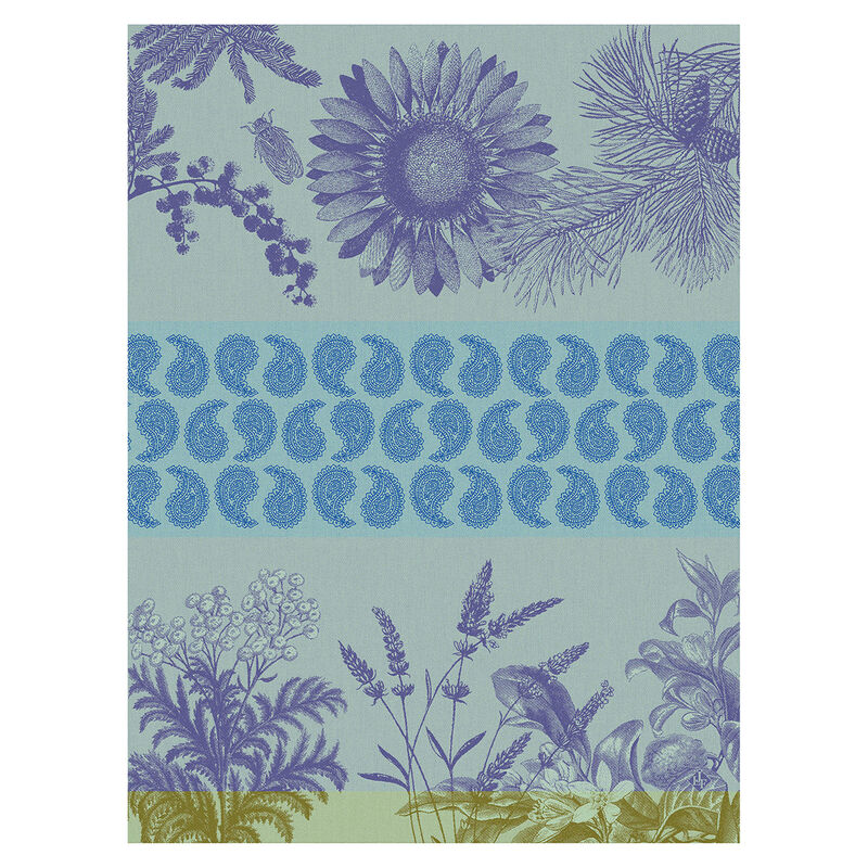 Le Jacquard Francais Soleil Au Jardin Blue Tea Towel